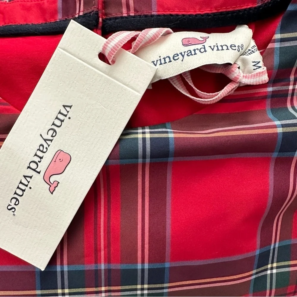 VINEYARDS VINES Girl's Plaid Taffeta Puff Sleeve Dress Size M